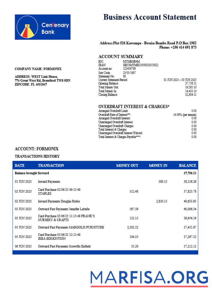 Downloadable Uganda Centenary organization statement Word and PDF template